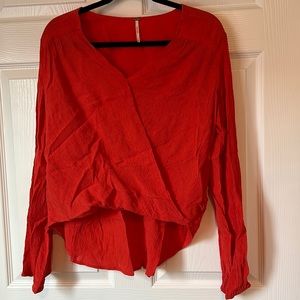 Free people orange wrap top long sleeves